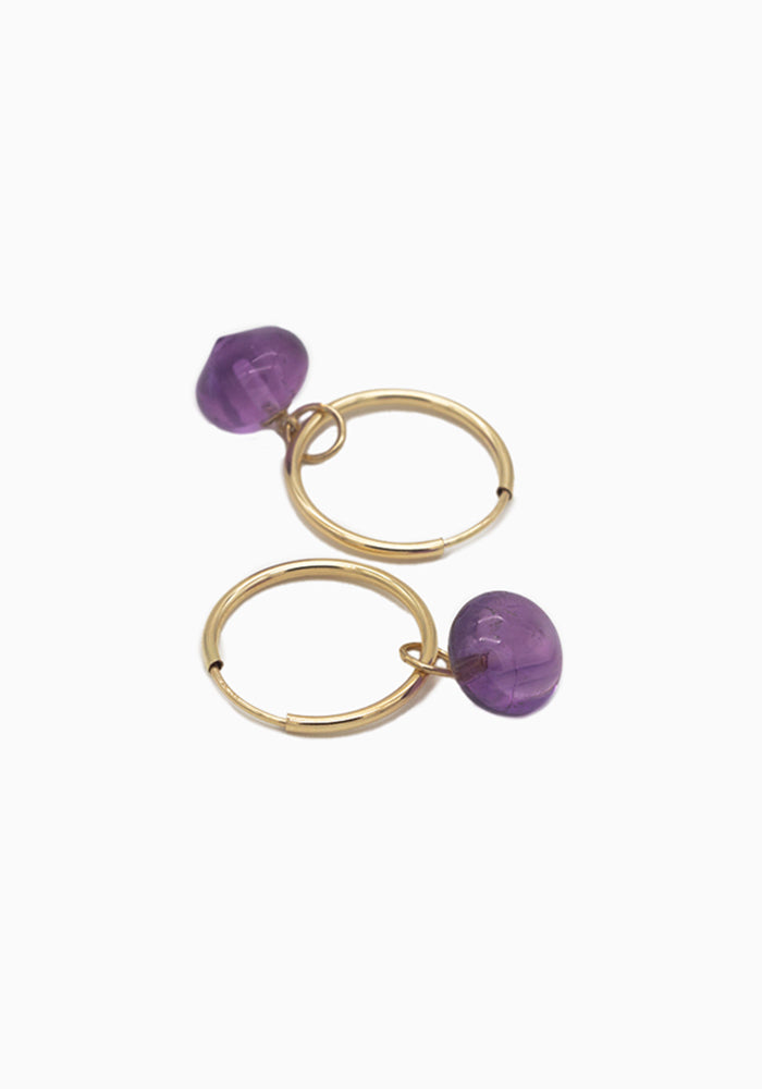 Gold Creolen mit Amethyst Anhänger - SimplyO