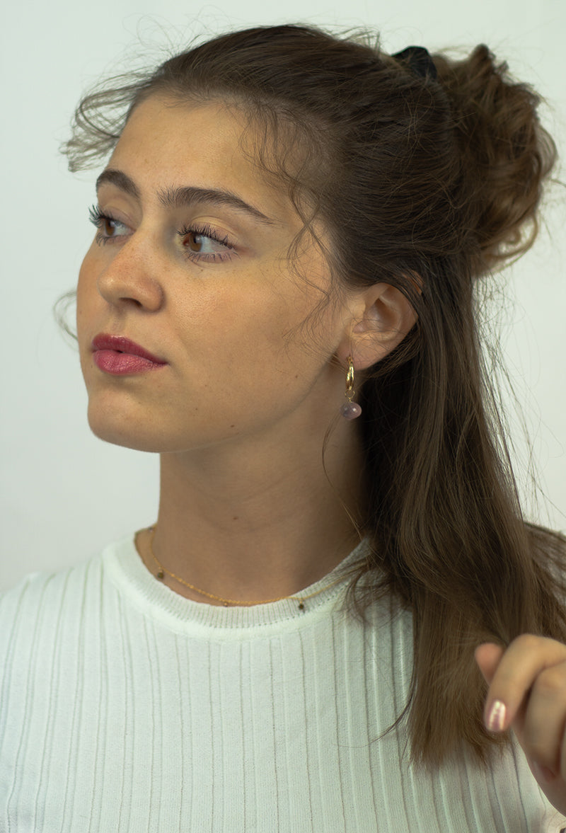 Rosenquarz Gold Creolen - SimplyO