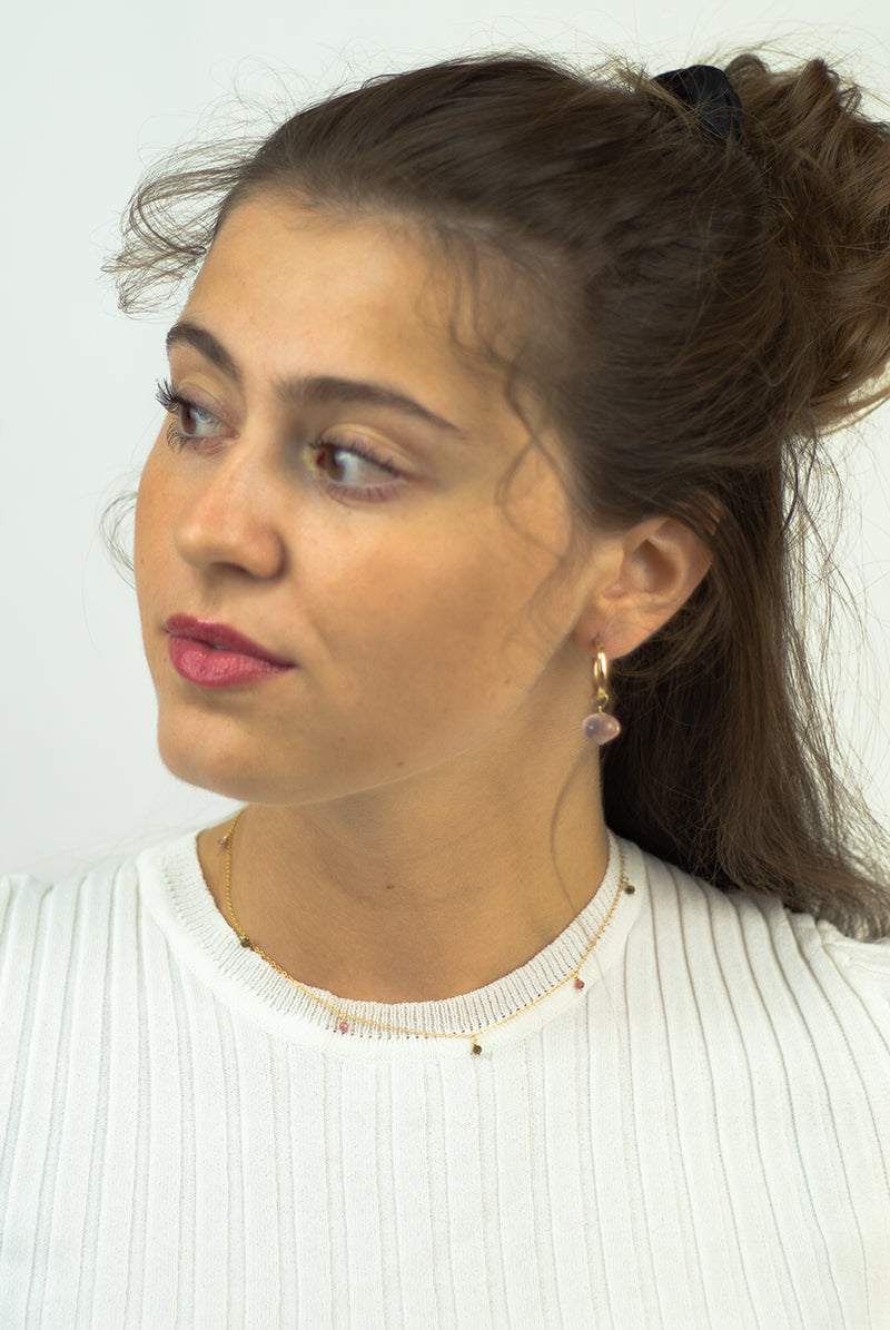 Rosenquarz Gold Creolen - SimplyO