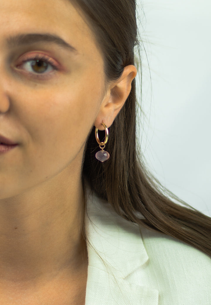 Rosenquarz Gold Creolen - SimplyO